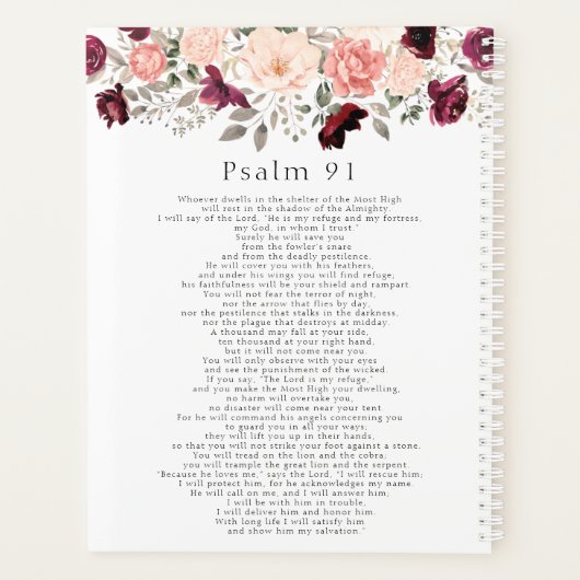 Psalm 91 Scripture Burgundy Blush Bloral Planer (Rückseite)