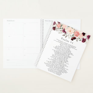Psalm 91 Scripture Burgundy Blush Bloral Planer