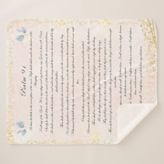 Psalm 91, Scripture & Eukalyptus-Blätter, Blush Sherpadecke (Vorderseite (Horizontal))