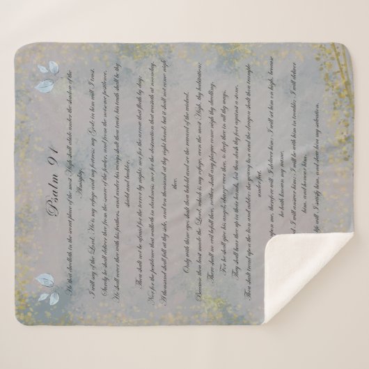 Psalm 91, Scripture & Eukalyptus-Blätter, grün Sherpadecke (Vorderseite (Horizontal))