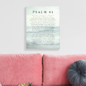 Psalm 91 Scripture Soft Aqua Blue Calm Beach Leinwanddruck (Insitu (Wohnzimmer))