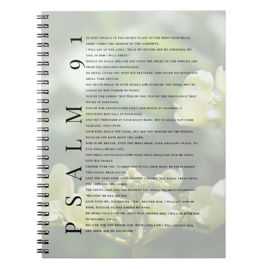 Psalm 91 Soft White Floral Christian Journal Notizblock (Vorderseite)