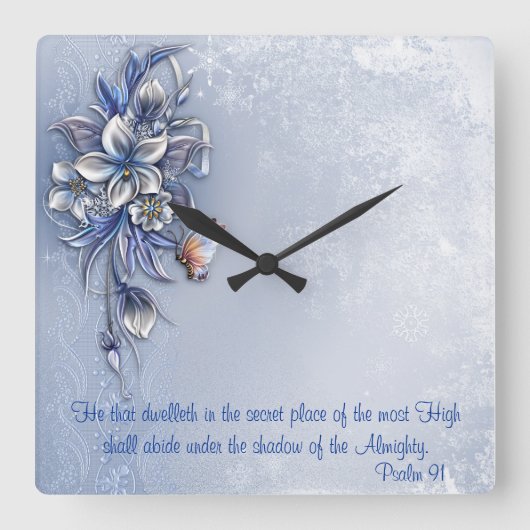 Psalm 91@ Square Quadratische Wanduhr (Vorderseite)