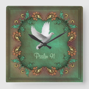 Psalm 91  Square Quadratische Wanduhr