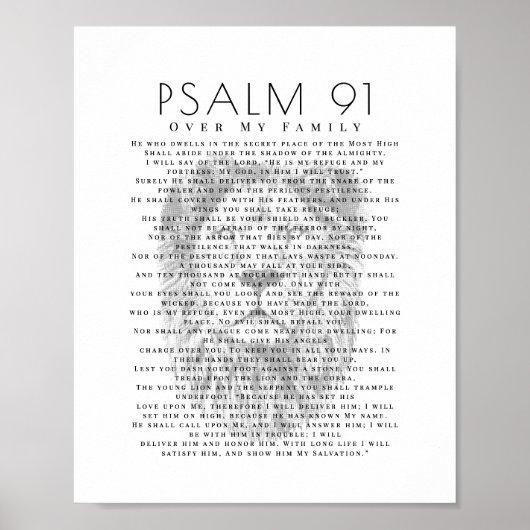 Psalm 91 über meinem Familienoberhaupt Christlich Poster (Vorne)