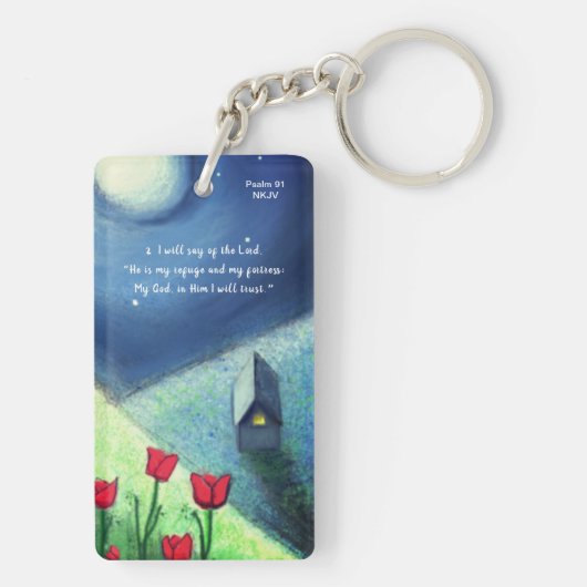 Psalm 91 Verses 1&2 (weißer Text) Akryllischer Sch Schlüsselanhänger (Rückseite)