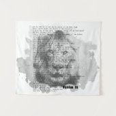Psalm 91 Wall Art Black and White Lion Tapestry Wandteppich (Vorderseite (Horizontal))