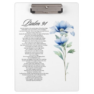 Psalm 91 Wasserfarbe Blaue Blume Bibel Schrift Klemmbrett
