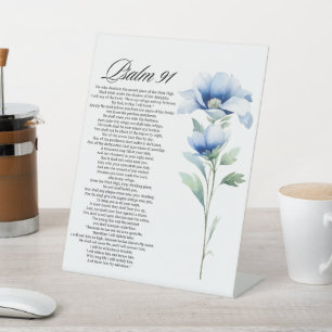 Psalm 91 Watercolor Blue Blume Bible Scriptures Sockelschild
