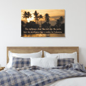 Psalm 92:12 Palmen Wasser Sonnenuntergang Bibel Gl Leinwanddruck (Insitu (Schlafzimmer))