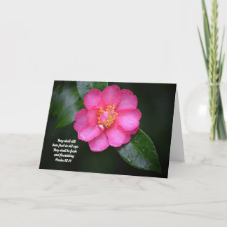 Psalm 92:14 Blume und Schrift Rosa Kamelien Karte