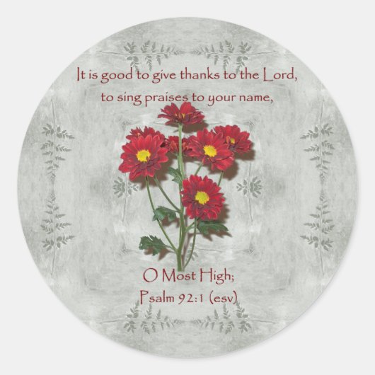 Psalm 92:1 ~ Danke an den Herrn Runder Aufkleber (Vorderseite)