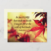 Psalm 92:4 Für dich, o Herr LORD, habe mich GLAD g Postkarte (Vorne/Hinten)