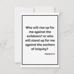 Psalm 94:16 KJV Bible Verse Flat Greeting Card Karte