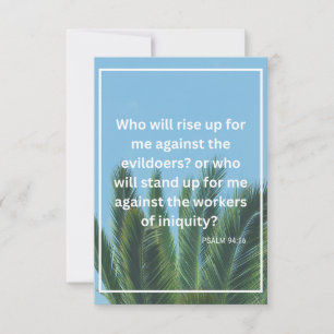 Psalm 94:16 KJV Bible Verse Pic Flachgrüße Karte