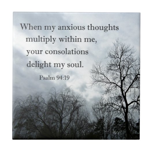 Psalm 94:19 Wenn sich meine ängstlichen Gedanken v Fliese (Vorderseite)