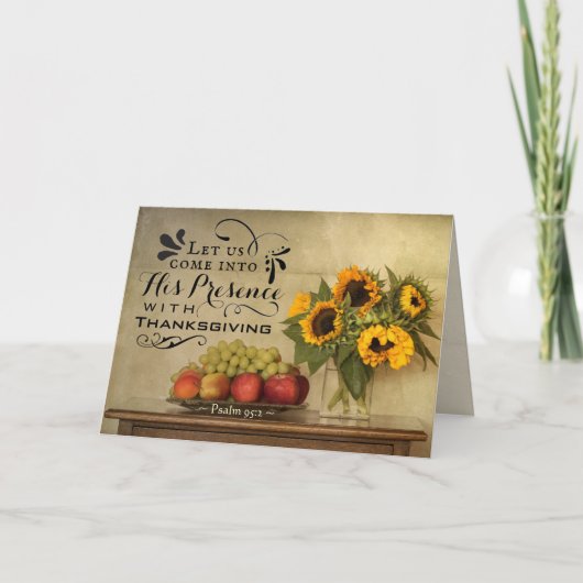 Psalm 95:2 In seine Gegenwart mit Erntedank Karte (Vorderseite)