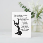 Psalm 95:6-7 Komm lass uns anbeten und beuge euch Postkarte (Stehend Vorderseite)