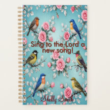 Psalm 96:1 Personalisierter Blumen-Vogel-Planer