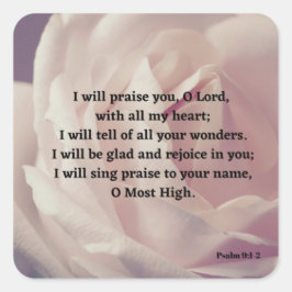 Psalm 9:1-2 Lob für die Rose des Verse Gottes Quadratischer Aufkleber