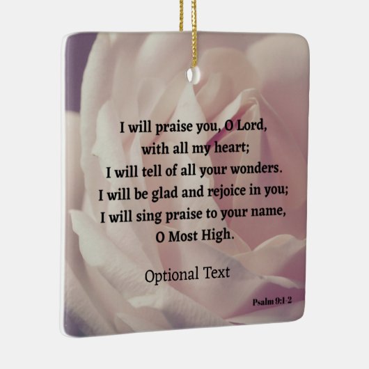 Psalm 9:1-2 Rose Bibelverse Keramikornament (Rechts)