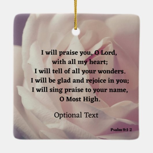 Psalm 9:1-2 Rose Bibelverse Keramikornament (Rückseite)