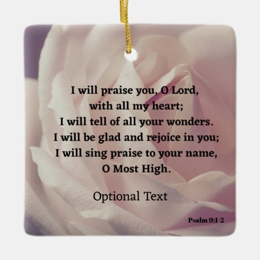 Psalm 9:1-2 Rose Bibelverse Keramikornament (Vorderseite)