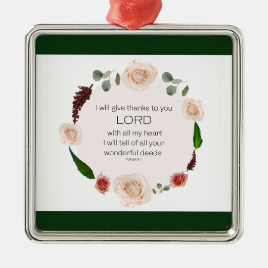 Psalm 9:1, Bibelverse Ornament Aus Metall (Vorne)