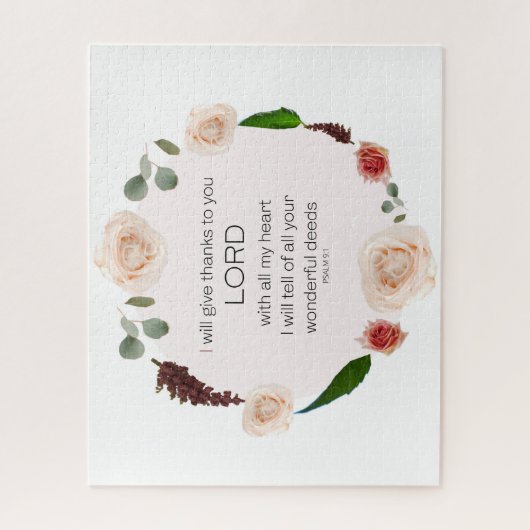 Psalm 9:1, Bibelverse Puzzle (Vertikal)