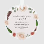 Psalm 9:1, Bible Verse, ich werde Ihnen danken Ornament (Rückseite)