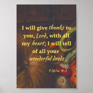 Psalm 9:1 Danke an das Lord Poster