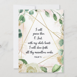 Psalm 9:1, ich werde Sie loben, Schrift, Bibel Dankeskarte