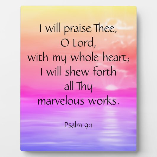 Psalm 9:1 Plaque Fotoplatte (Vorderseite)