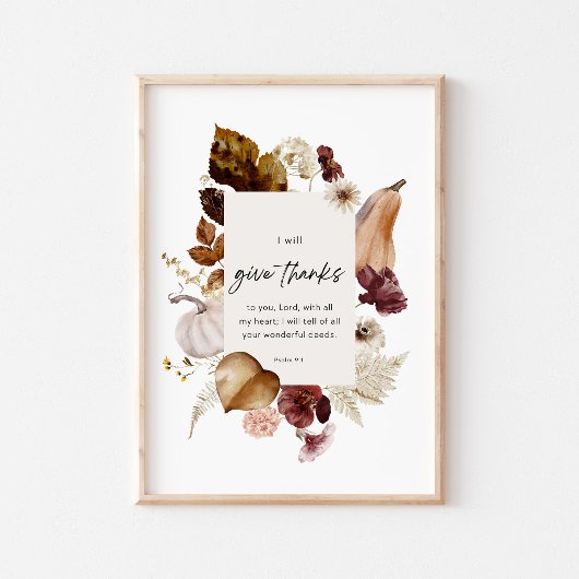 Psalm 9:1 Schriftposter – Dankt, Christlich Poster