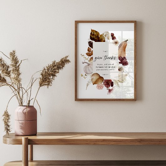 Psalm 9:1 Scripture Poster – Give Thanks Christian