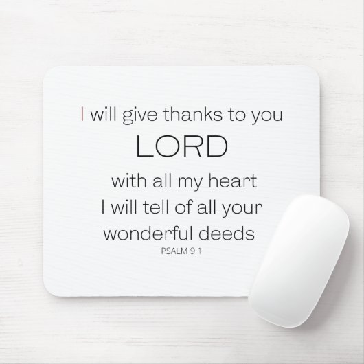 Psalm 9, ich danke Ihnen, Herr LORD, Mousepad (Mit Mouse)