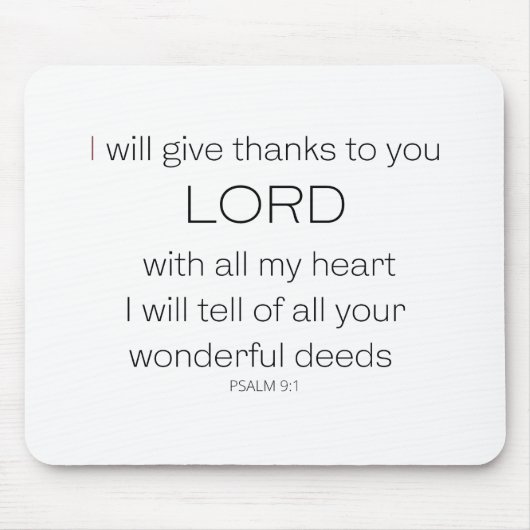 Psalm 9, ich danke Ihnen, Herr LORD, Mousepad (Vorne)