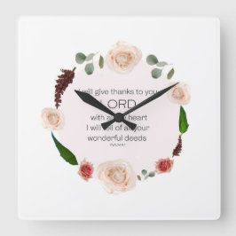 Psalm 9, wird Ihnen alle Ihre wunderbaren Taten bl Quadratische Wanduhr