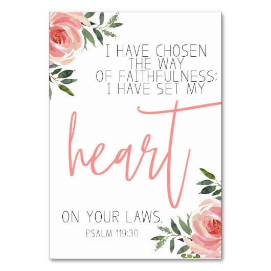 Psalm Bibel Verse Card Tischnummer (Rückseite)