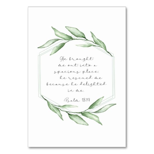 Psalm Bibel Verse Card Tischnummer (Vorderseite)