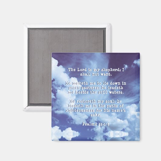 Psalm-Magnet 23:1-3 Bibelverse Magnet (Vorderseite/Rückseite)