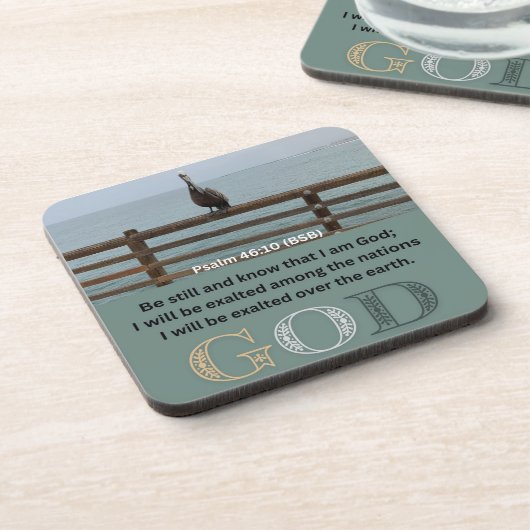 Psalm-Meldung - Psalm 46-10 - Square Getränkeuntersetzer (Linke Seite)