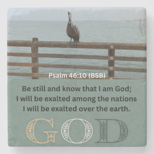 Psalm-Meldung - Psalm 46-10 - Square Stone Unterse Steinuntersetzer (Vorderseite)