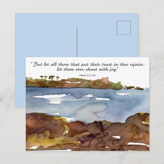 Psalm Scripture Prayer Card Ocean Watercolor Postkarte (Vorne/Hinten)