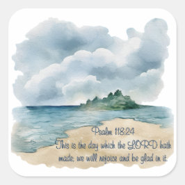 Psalm The Day Cloudy Beach Scene Quadratischer Aufkleber