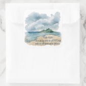 Psalm The Day Cloudy Beach Scene Quadratischer Aufkleber (Tasche)