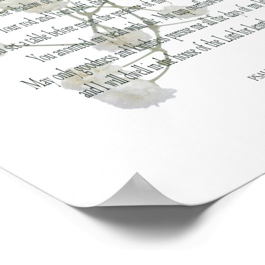 Psalm, Weiße Blume, Werteplakat (Matte) Poster (Ecke)