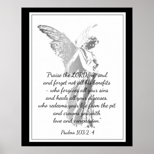 Psalmen 103:2 Angel zum Zitat der Heilbibel Poster (Vorne)