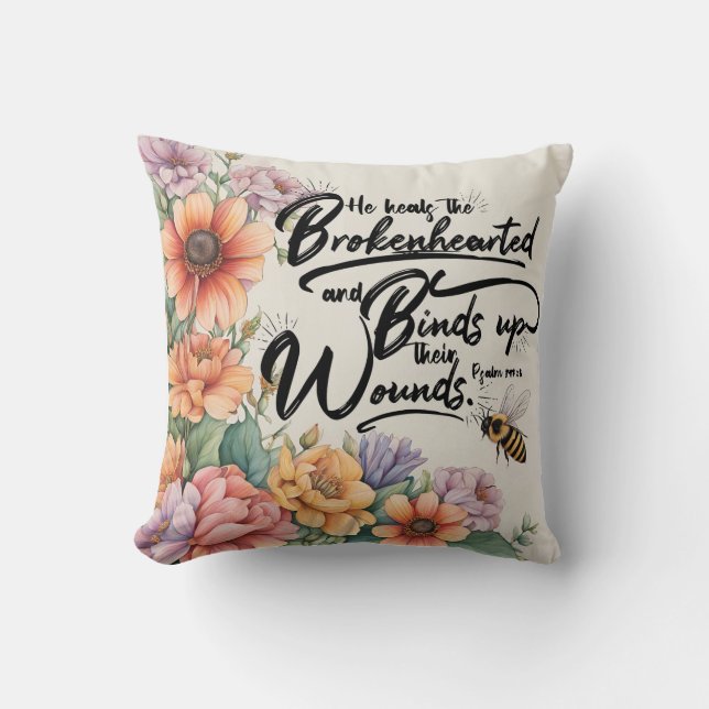 Psalmen 147:3 Christliches Bibelverse-Bild Kissen (Vorderseite)