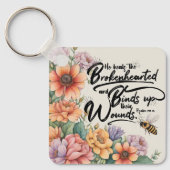 Psalmen 147:3 Christliches Bibelverse-Bild Schlüsselanhänger (Vorderseite)